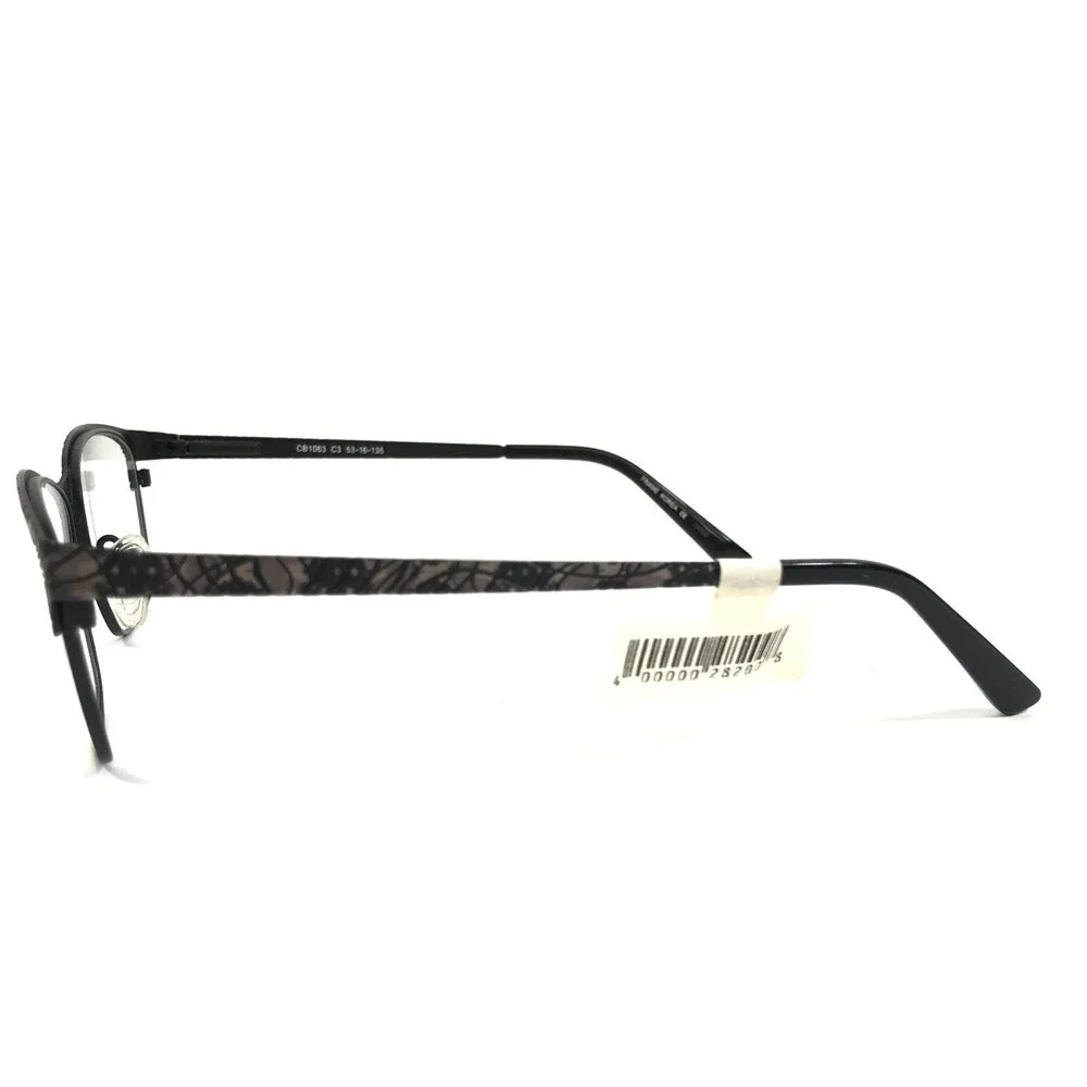 Cafe Boutique Eyeglasses Frames CB1063 C3 Black Gray Checkered Cat Eye 53-16-135